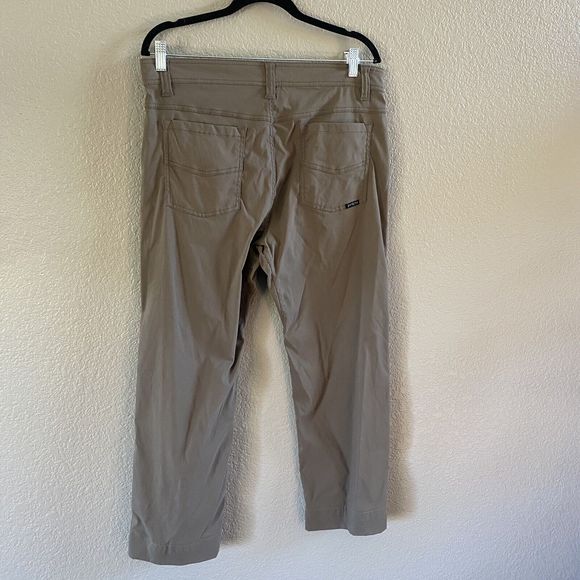 Prana Pants Mens 34 X27 Brown Brion II Slim Fit Hiking Stretch Flat Front Hemmed - Picture 2 of 13